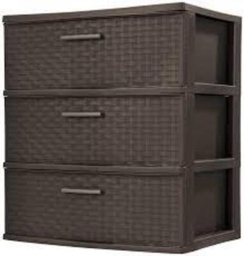 DESCRIPTION: (1) 3 DRAWER WIDE WEAVE TOWERBRAND/MODEL: STERILITE #2530LAB6AINFORMATION: CEMENTSIZE: 15.8 &times; 21.8 &times; 24 inRETAIL$: $28.98 EAQTY: 1