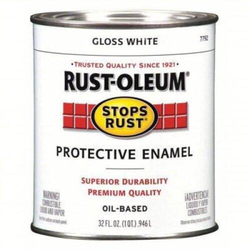 DESCRIPTION: (2) GLOSS WHITE OIL ENAMEL PAINT BRAND/MODEL: RUST-OLEUM 7792 SIZE: 1 QT RETAIL$: 54.14 QTY: 2