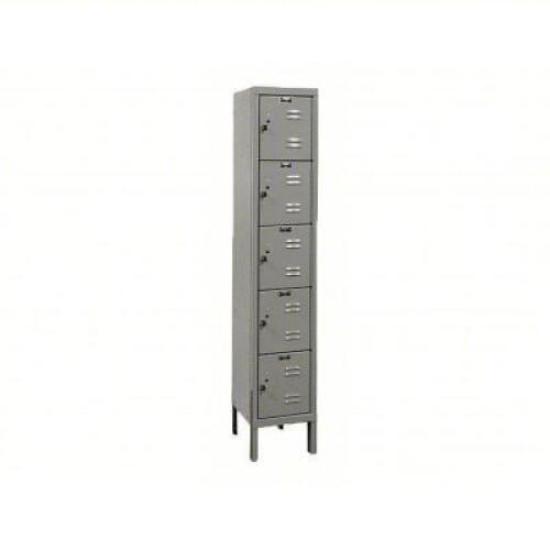 DESCRIPTION: (1) BOX LOCKER BRAND/MODEL: HALLOWELL/4VEV4 INFORMATION: 5 Tiers, 1 Units Wide, Louvered, Padlock Hasp, Gray SIZE: 12" X 12" X 66" RETAIL