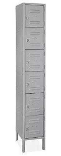 DESCRIPTION: (1) 6 TIER LOCKERS BRAND/MODEL: TENNSCO #BS6-121512-C INFORMATION: GRAY SIZE: 6 TIER, 1 WIDE, 36"W x 15"D x 72"H RETAIL$: $1140.00 TOTAL