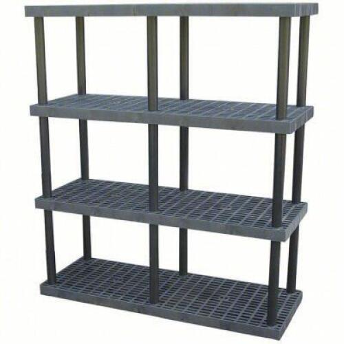 DESCRIPTION: (1) PLASTIC SHELVING BRAND/MODEL: STRUCTURAL PLASTICS/4DU98 INFORMATION: 1850 LB CAPACITY PER SHELF SIZE: 66 in x 24 in, 75 in Overall Ht
