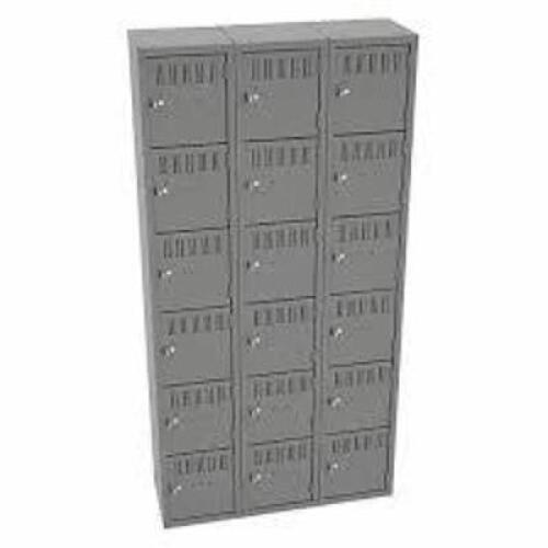 DESCRIPTION: (1) BOX LOCKER BRAND/MODEL: TENNSCO #39FN86 INFORMATION: 6 TIERS, 3 UNITS WIDE, LOUVERED, PADLOCK HASP, GRAY SIZE: 36" X 12" X 72" RETAIL