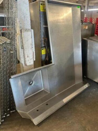 L SHAPED LEFT SIDE STAINLESS SOIL TABLE W/ SINK.