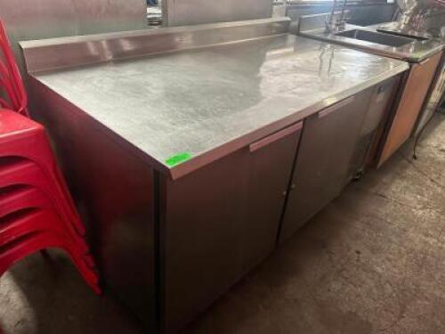 MCCALL 60" TWO DOOR STAINLESS WORK TOP COOLER. ( NOT WORKING )