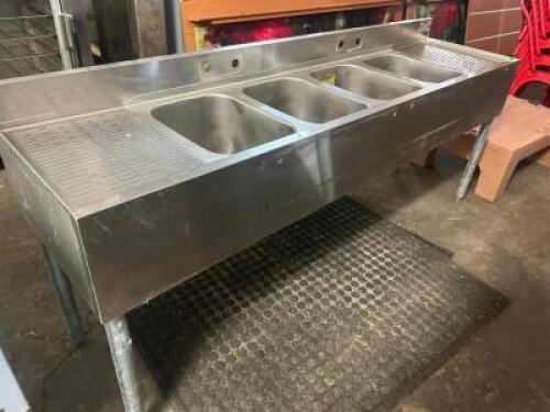 KROWNE FOUR WELL STAINLESS UNDER BAR SINK W/ RIGHT AND LEFT SIDE DRY BOARD