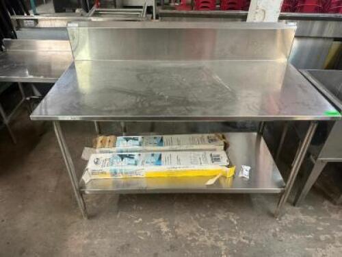 60" X 30" HEAVY DUTY STAINLESS TABLE W/ 6" BACK SPLASH
