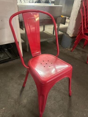 (16) RED METAL STACK CHAIRS