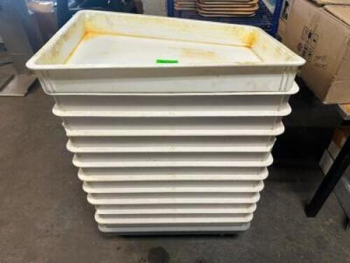 (10) PLASTIC DOUGH BOXES W/ DOLLY
