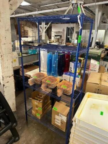 48" X 18" FOUR TIER BLUE WIRE SHELF.