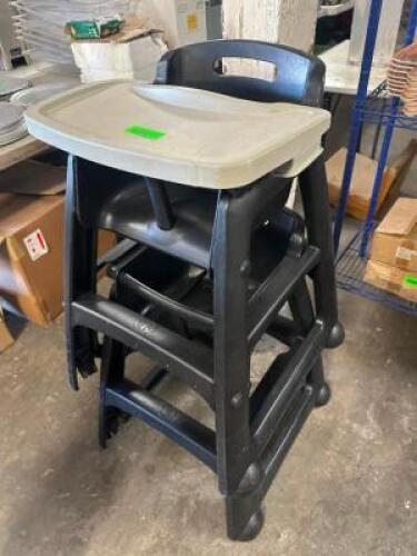 (2) BLACK PLASTIC HIGH CHAIRS