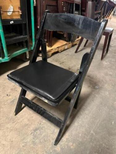 (10) WOODEN FOLDING BLACK BANQUET CHAIRS