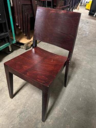 (10) WOODEN DINNING ROOM CHAIRS ( STACKABLE )
