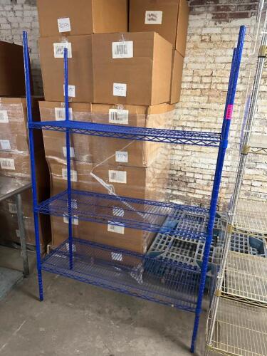 48" X 18" THREE TIER BLUE METAL SHELF