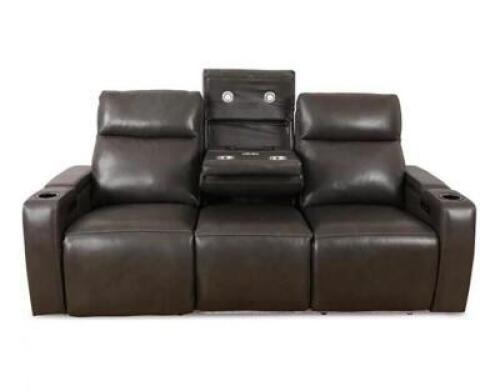 GREYMEL LEATHER POWER RECLINING SOFA W/ WIRELESS CHARGER