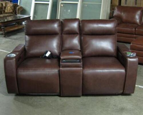 GREYMEL LEATHER POWER RECLINING LOVESEAT WITH WIRELESS CHARGER