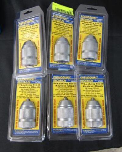 6 PC. GROUP OF LOCKING STEEL KEYLESS CHUCKS