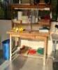 WOOD WORK BENCH WITH CONTENTS