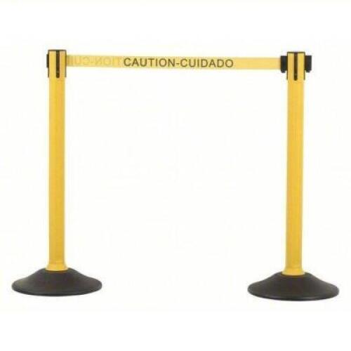 DESCRIPTION: (2) BARRIER POST WITH BELT BRAND/MODEL: US WEIGHT #436C92 INFORMATION: YELLOW, 2 NO. OF POSTS, MESSAGE SIZE: 38 1/2 IN POST HT, 77 IN BEL