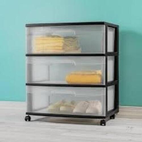 DESCRIPTION: (1) 3 DRAWER CART BRAND/MODEL: STERILITE #2930LAB9F INFORMATION: WHITE AND BLACK SIZE: 15X21X25 RETAIL$: $40.32 EA QTY: 1