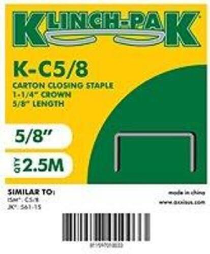 DESCRIPTION: (3) BOXES OF (2.5M) CONSTRUCTION STAPLE BRAND/MODEL: KLINCH PAK #K C5/8 INFORMATION: WIDE CROWN, COPPER SIZE: 5/8" X 1 1/4" RETAIL$: $256