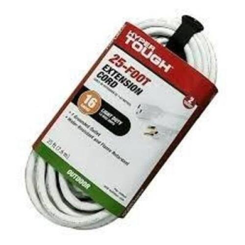 DESCRIPTION: (1) LIGHT DUTY EXTENSION CORD BRAND/MODEL: HYPER TOUGH INFORMATION: 16 GAUGE SIZE: 25' RETAIL$: $15.99 EA QTY: 1