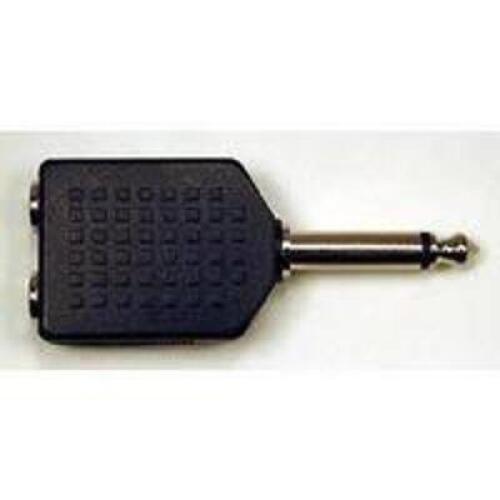 DESCRIPTION: (1) BOX OF APPROX (50) AUDIO ADAPTER BRAND/MODEL: MCM CUSTOM AUDIO #27-1020 SIZE: 1/4" PLUG TO TWO JACKS RETAIL$: $2.99 PER JACK QTY: 1