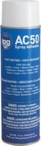 DESCRIPTION: (4) HEAT RESISTANT SPRAY ADHESIVE BRAND/MODEL: IPG AC50 SIZE: 12OZ RETAIL$: 48 QTY: 4