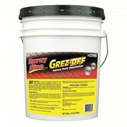 DESCRIPTION: (1) GREZ-OFF DEGREASER BRAND/MODEL: SPRAY NINE 22705 SIZE: 5GAL RETAIL$: 134.68 QTY: 1