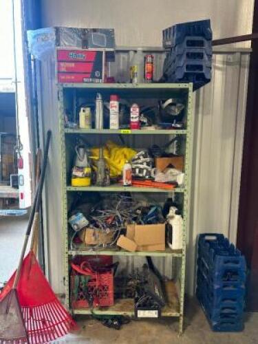 SHELVING UNIT WITH CONTENTS OF TOP TWO DRAWERS