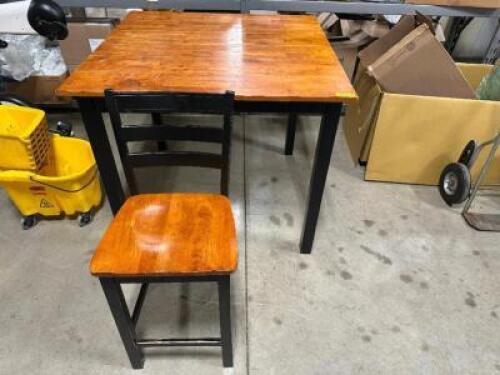 42" X 42" COUNTER HEIGHT TABLE W/ (1) CHAIR.