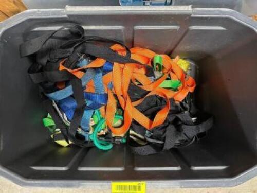 COOLER AND CONTENTS - ASSORTED STRAPS AND SLINGS.