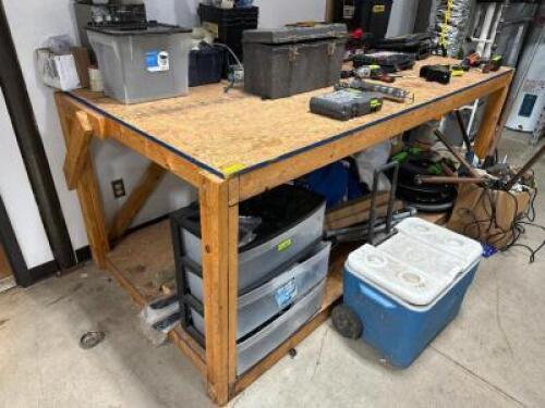 8' X 4' WOODEN SHOP / FABRICATION TABLE.