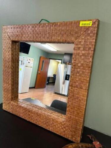 30" X 30" WICKER FRAMED MIRROR