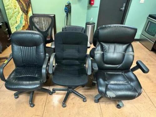 (6) ASSORTED ROLL ABOUT OFFICE CHAIRS.