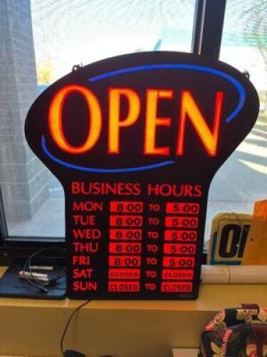 LED OPEN SIGN W/ BUSINESS HOURS