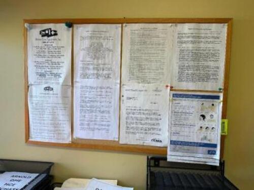 (1) LOT OF OFFICE SUPPLIES, CORK BOARD, AND ORGANIZERS