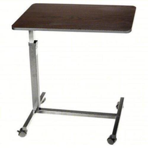DESCRIPTION: (1) OVERBED TABLE BRAND/MODEL: DYNAREX #4EJY3 INFORMATION: SILVER AND WALNUT SIZE: 15" X 30" PLATFORM, 28" - 45" ADJUSTABLE HEIGHT RETAIL