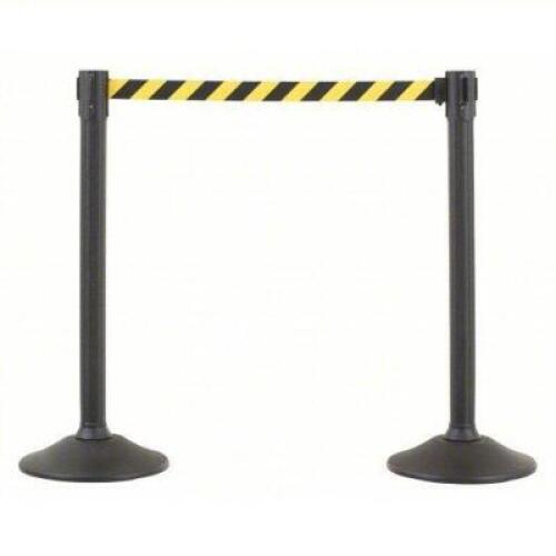 DESCRIPTION: (1) SET OF (2) BARRIER POSTS WITH BELTBRAND/MODEL: US WEIGHT #436C89INFORMATION: BLACK/YELLOW, PATTERNSIZE: 38 1/2 IN POST HT, 6 1/2 FT BELT LGRETAIL$: $145.06 TOTALQTY: 1