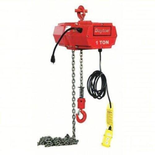 DESCRIPTION: (1) ELECTRIC CHAIN HOIST BRAND/MODEL: DAYTON #2GXH4 INFORMATION: H3 - STD DUTY, 115V AC, HOOK MOUNTED - NO TROLLEY, 15 FT MAX LIFTING LG