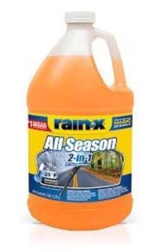 DESCRIPTION: (2) BOTTLES OF ALL SEASON DEICER AND BUG REMOVER BRAND/MODEL: RAIN X INFORMATION: ORANGE SIZE: 1 GALLON RETAIL$: $12.62 EA QTY: 2