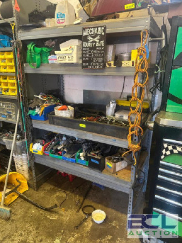 CONTENTS OF SHELF - ASSORTED HARDWARE, FASTENERS, AND TOOLING
