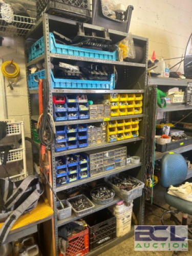 CONTENTS OF SHELF - ASSORTED HARDWARE, FASTENERS, AND TOOLING