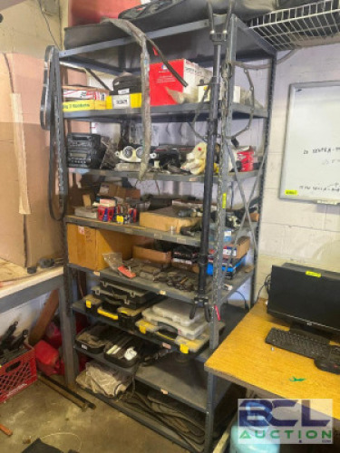 CONTENTS OF SHELF - ASSORTED HARDWARE, TOOLING, AND MISC.