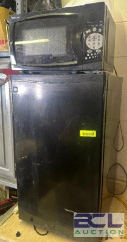 MINI FRIDGE AND MICROWAVE.