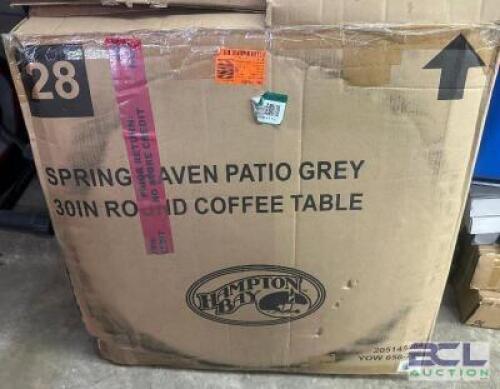 SPRING HAVEN PATIO GREY 30" ROUND COFFEE TABLE.