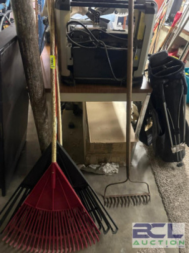 (3) ASSORTED GRASS AND ROCK RAKES