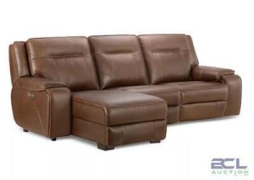HANSLEY 3-PC. ZERO GRAVITY LEATHER SECTIONAL WITH POWER RECLINER AND CHAISE