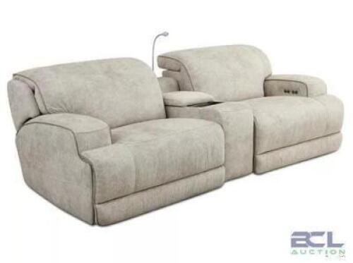 SEBASTON 3-PC. FABRIC SOFA WITH 2 POWER MOTION RECLINERS AND 1 USB CONSOLE