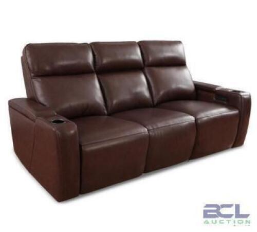 GREYMEL LEATHER POWER RECLINING SOFA W/WIRELESS CHARGER