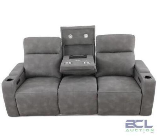 GREYMEL LEATHER POWER RECLINING SOFA W/WIRELESS CHARGER